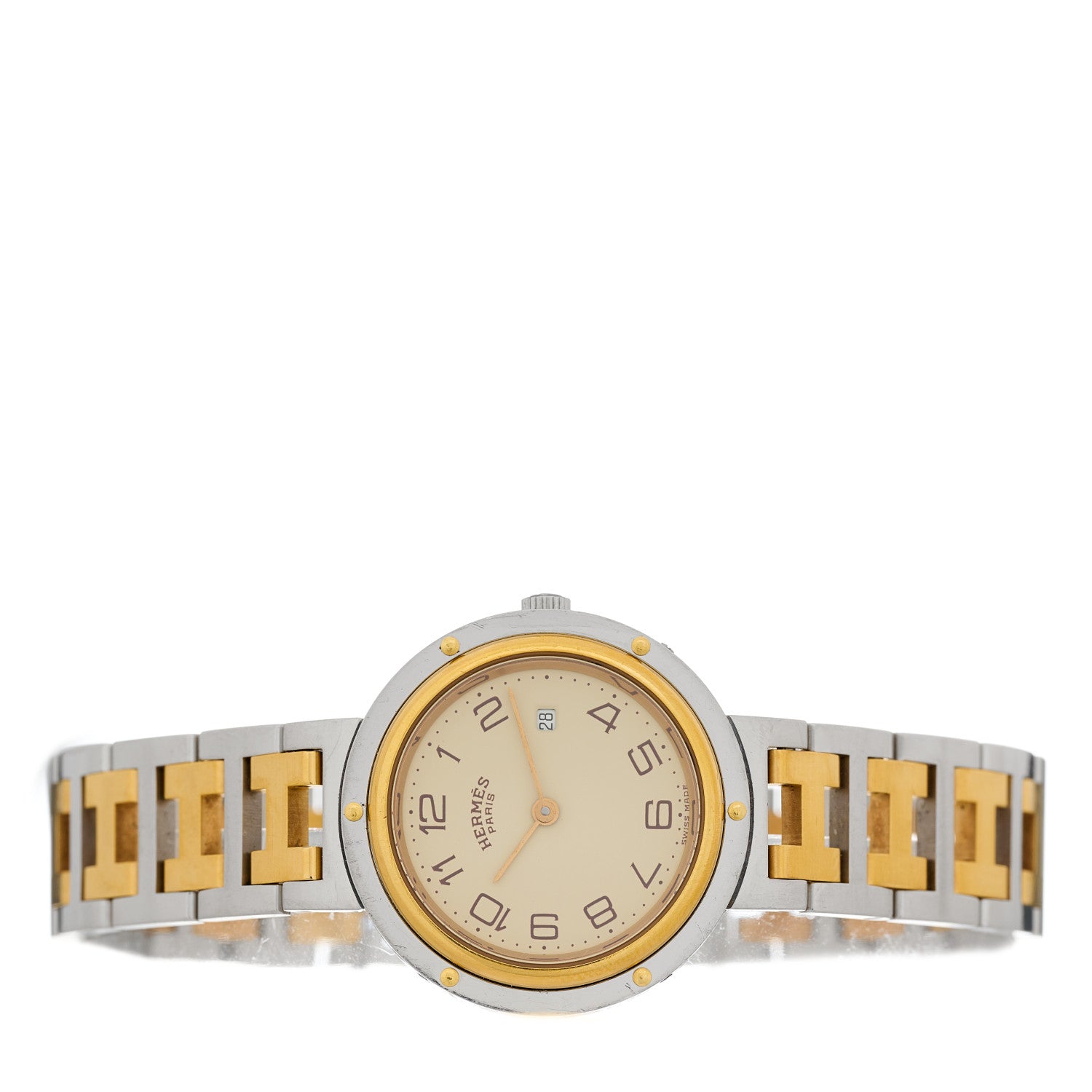 Hermes Stainless Steel 30mm Clipper Quartz Watch Gold 2 of 4