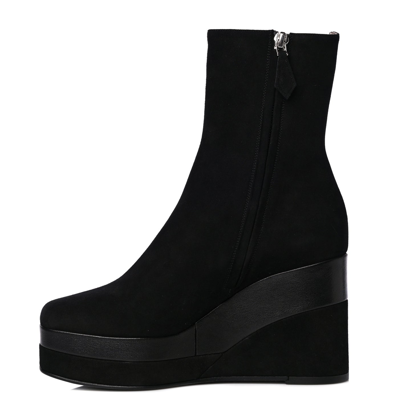 Suede Goatskin Womens Wedge Boot 36.5 Black