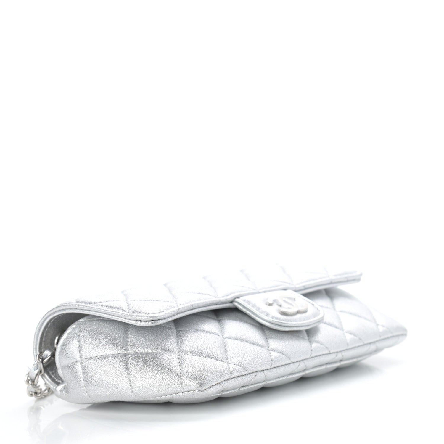 Chanel Metallic Lambskin Quilted Glasses Case With Chain Silver 4 of 12