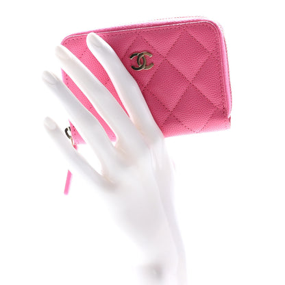 Chanel Caviar Quilted Zip Coin Purse Pink 2 of 8