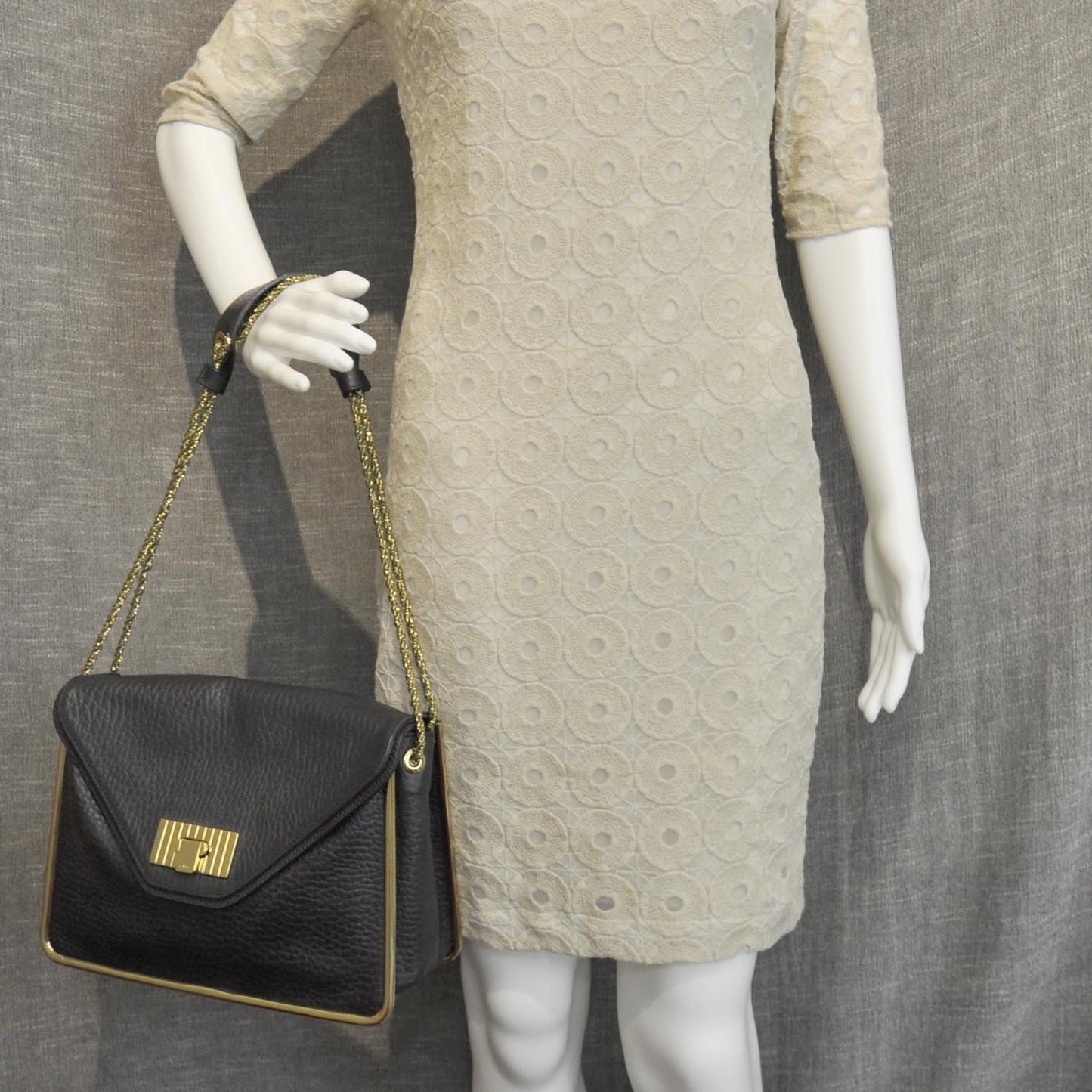 Grained Calfskin Sally Flap Bag Black