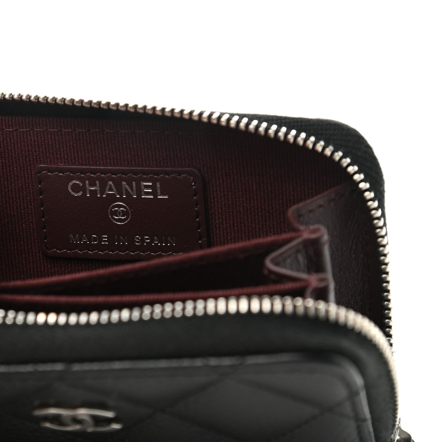 Caviar Quilted Zip Coin Purse Black