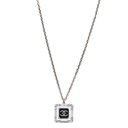 Chanel Resin Strass Geometric Square CC Necklace Black 1 of 6