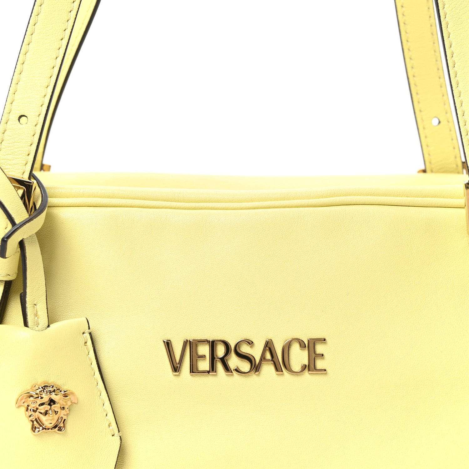Versace Lambskin Tag Bowling Bag Yellow 8 of 10