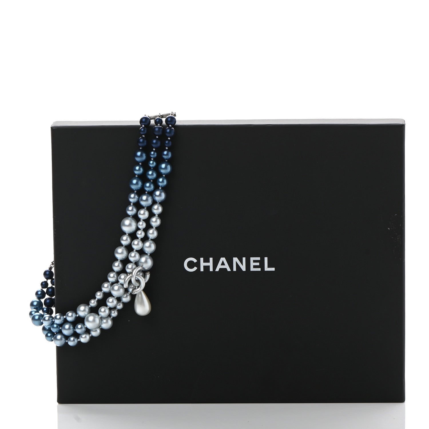 Chanel Pearl Beaded CC Multi Strand Choker Necklace Blue Silver 7 of 7