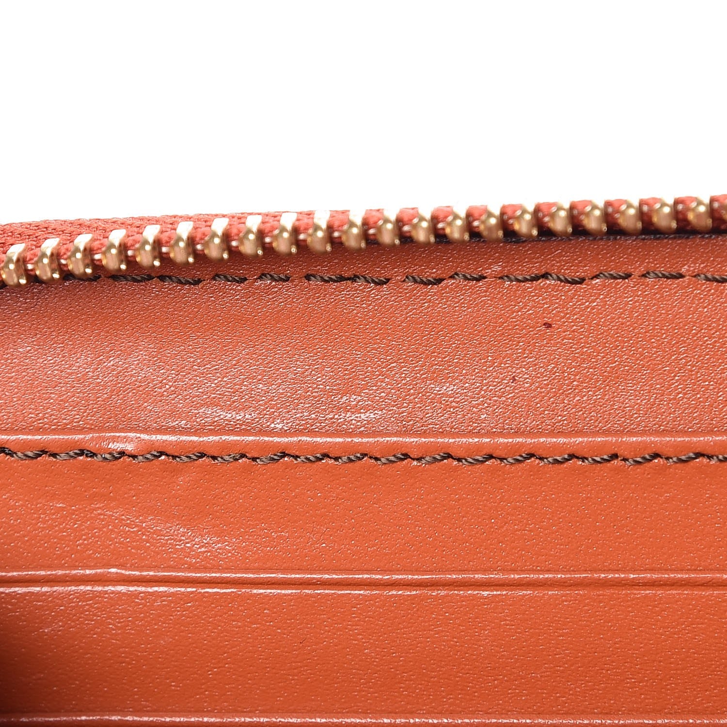 Burberry Haymarket Check Perforated Trim Large Ziggy Zip Around Wallet Orange 8 of 9
