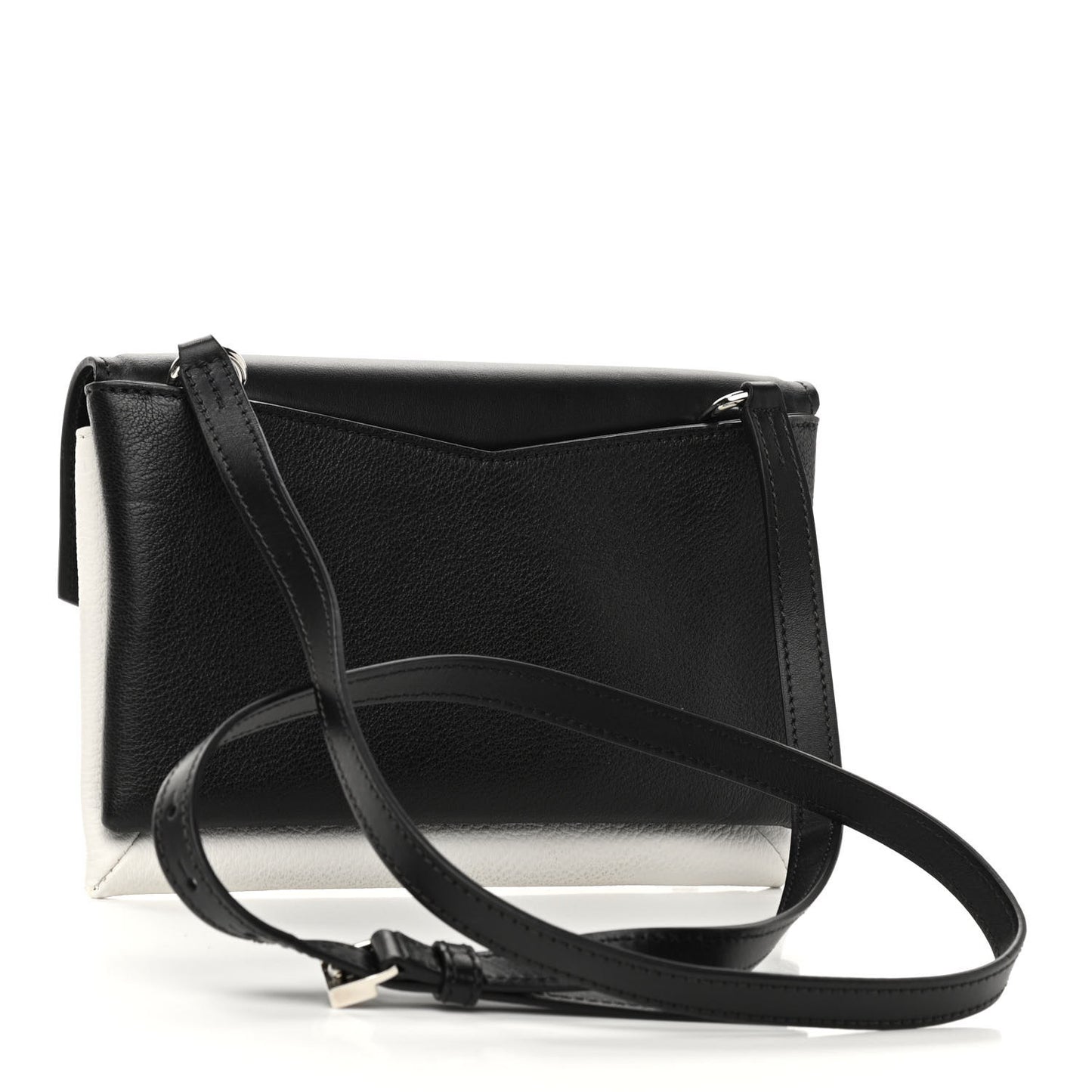 Calfskin Duetto Crossbody Bag White Black