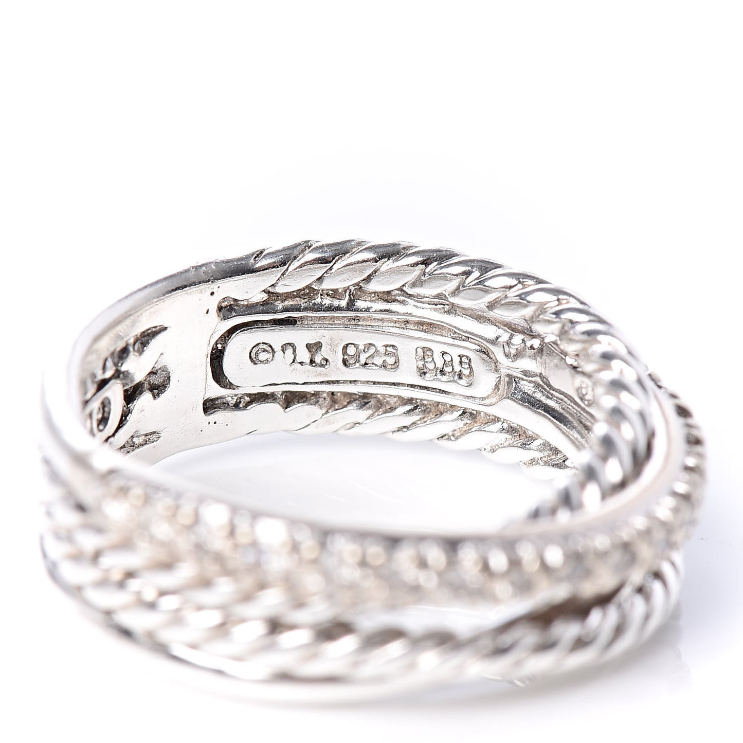 Sterling Silver 14K White Gold Diamond 7mm Crossover Ring 47 4.25