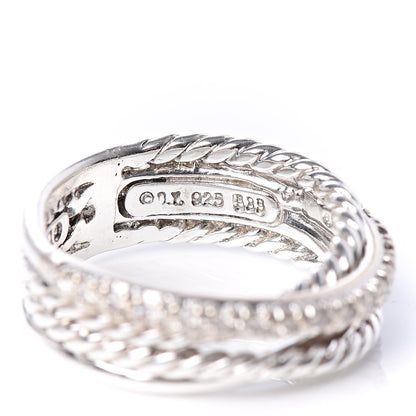David Yurman Sterling Silver 14K White Gold Diamond 7mm Crossover Ring 47 4.25 4 of 5