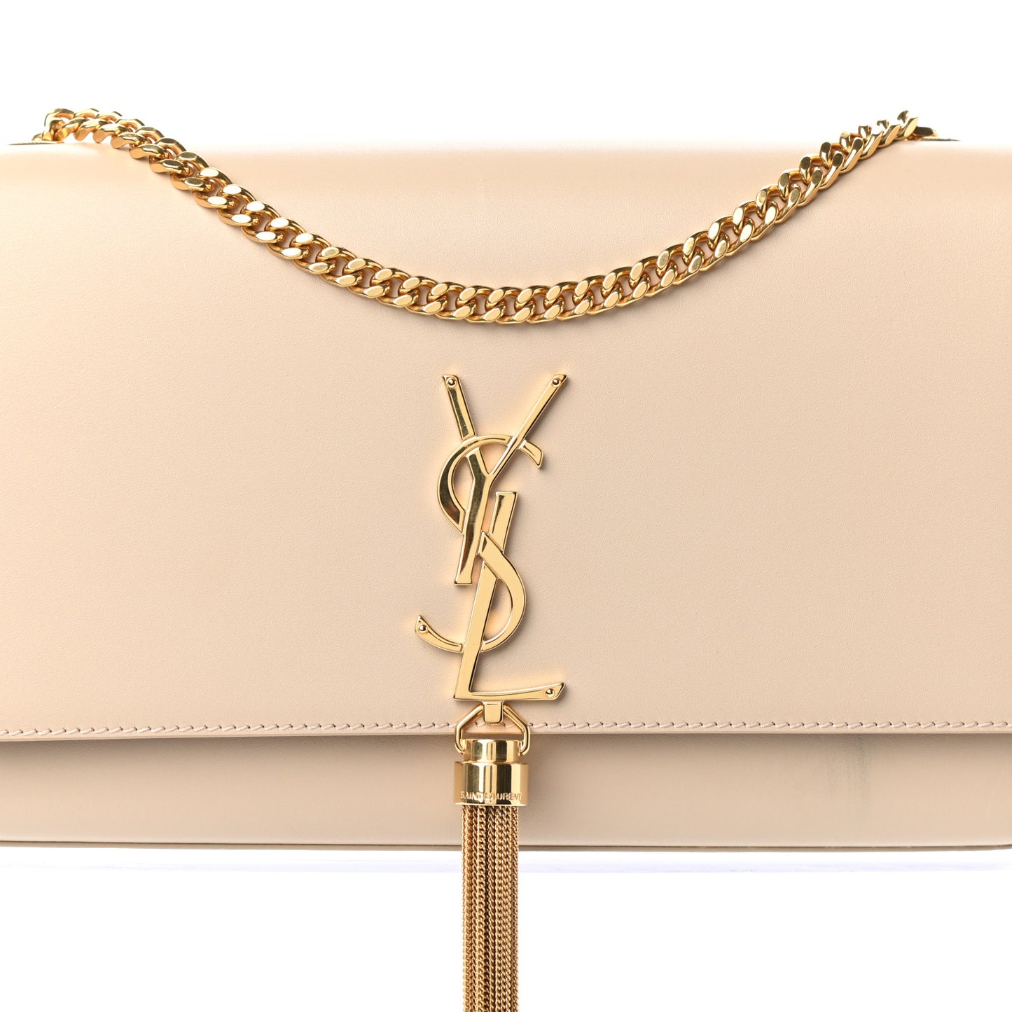 Smooth Calfskin Medium Classic Monogram Kate Tassel Satchel Nude Powder
