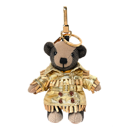 Burberry Thomas Metallic Trench Teddy Bear Keychain Charm Tan 1 of 4