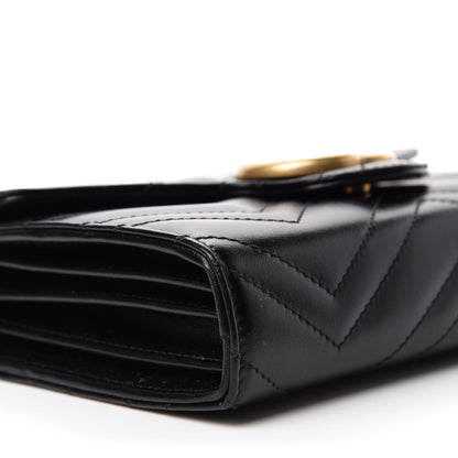 Gucci Calfskin Matelasse GG Marmont Chain Wallet Black 6 of 11