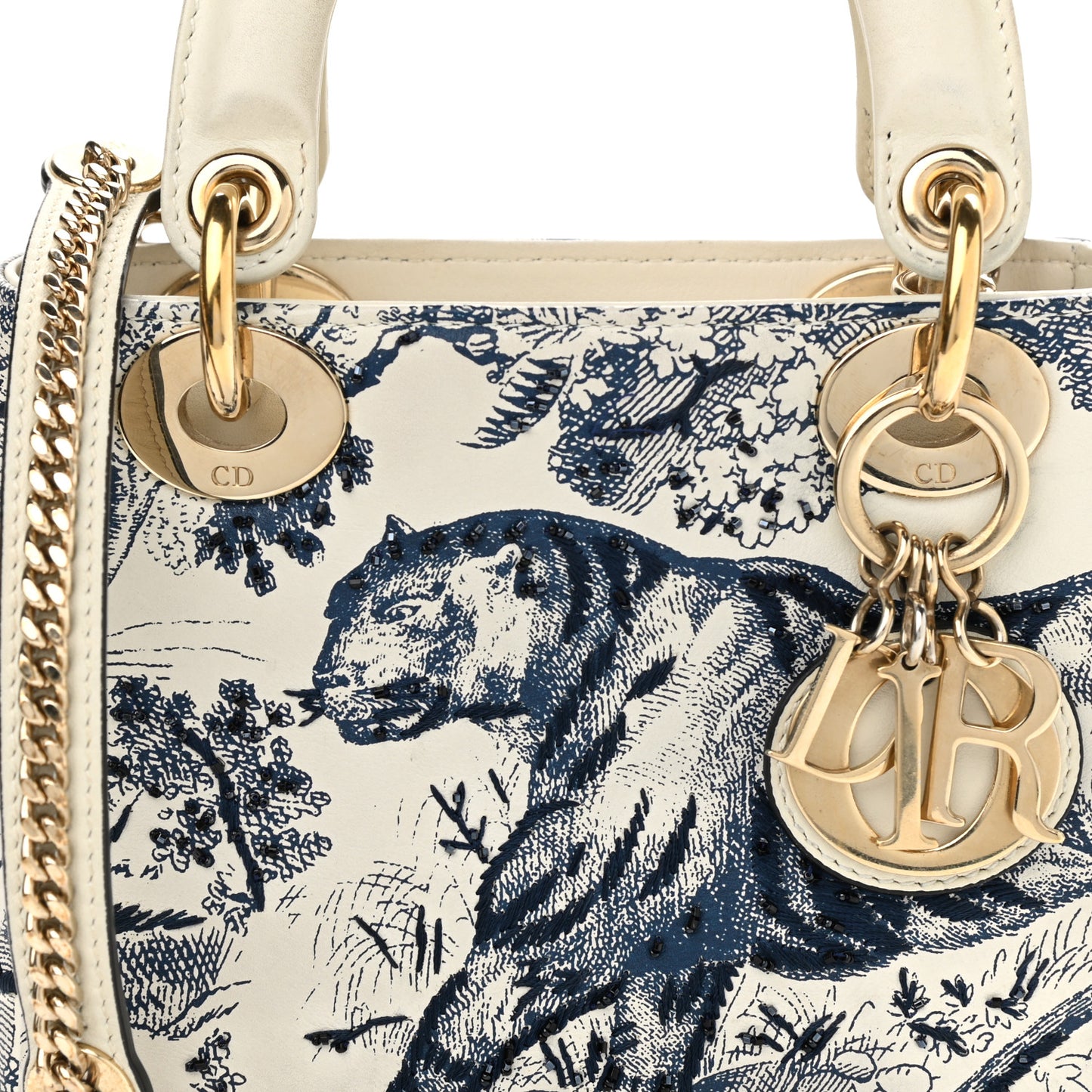 Calfskin Toile de Jouy Mini Lady Dior Blue