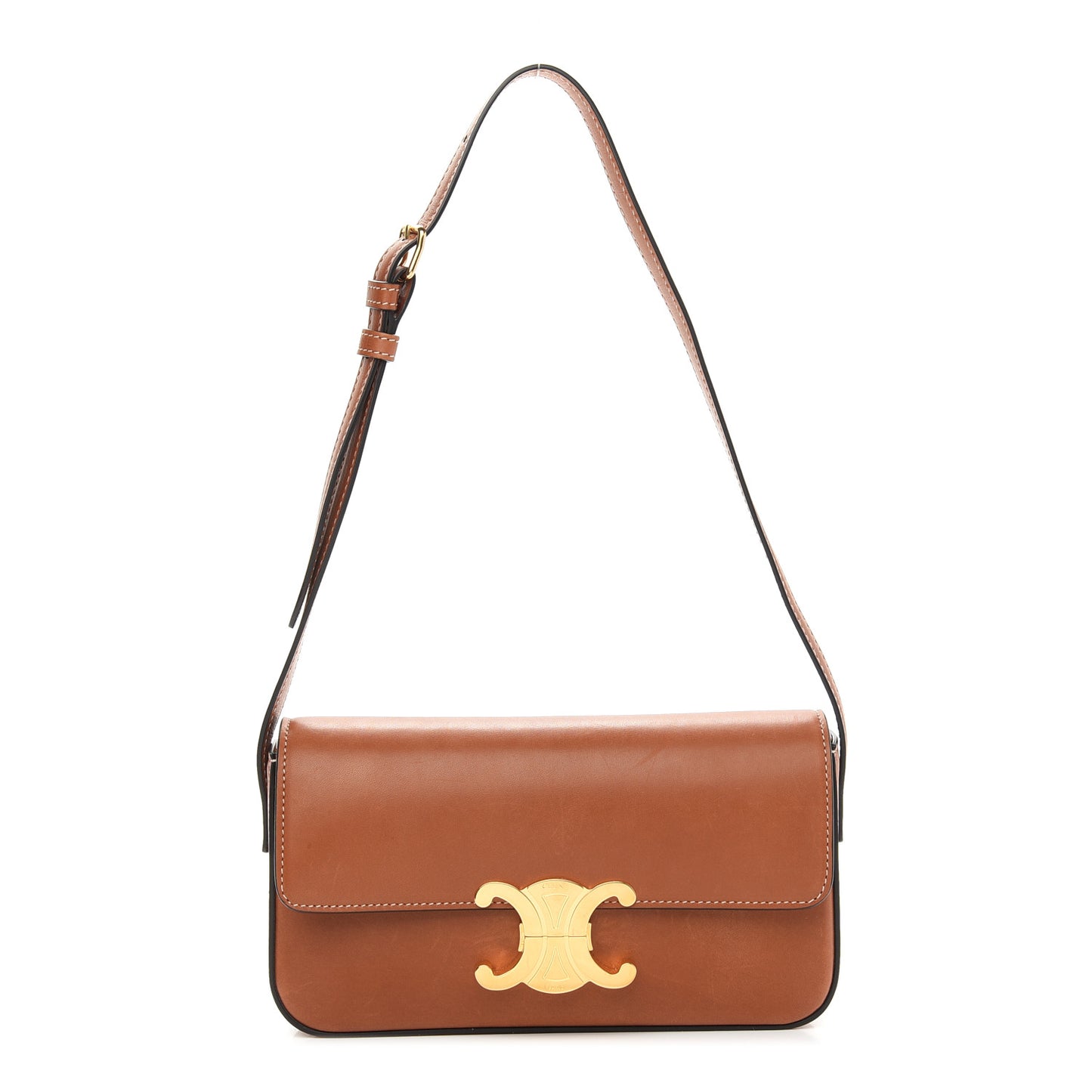 Natural Calfskin Triomphe Shoulder Bag Tan