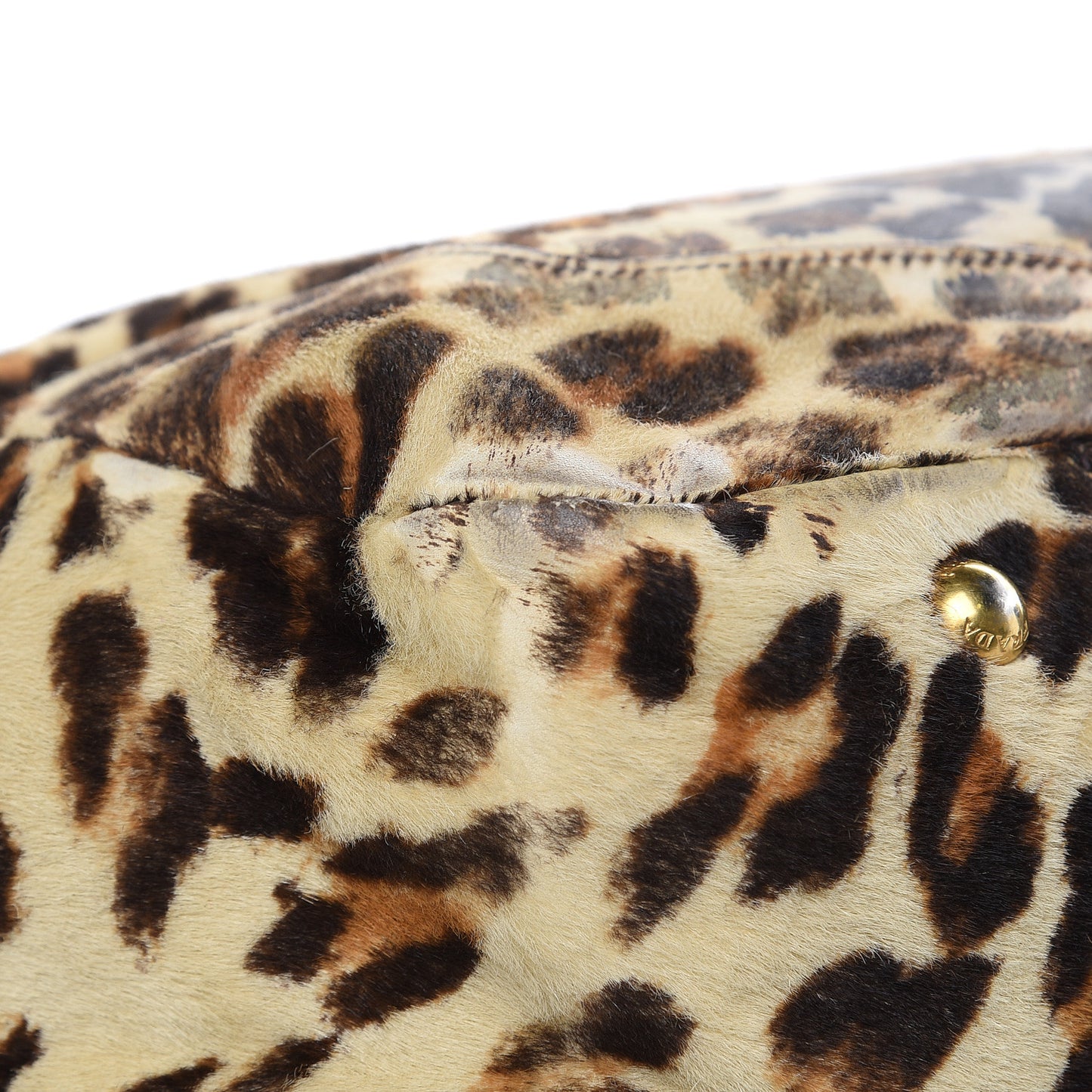 Calf Hair Leopard Print Shoulder Bag Avorio