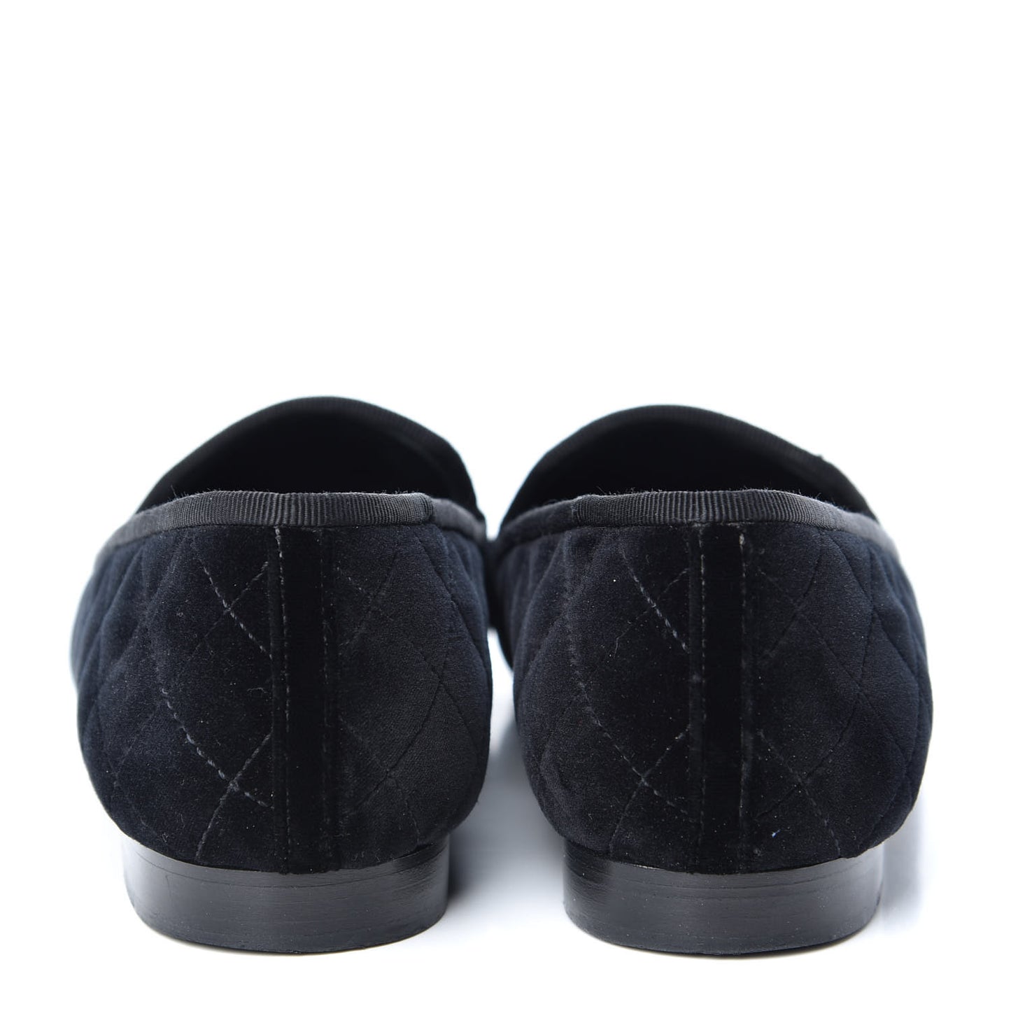 Velvet Quilted Cap Toe Womens CC Loafers 40 Black