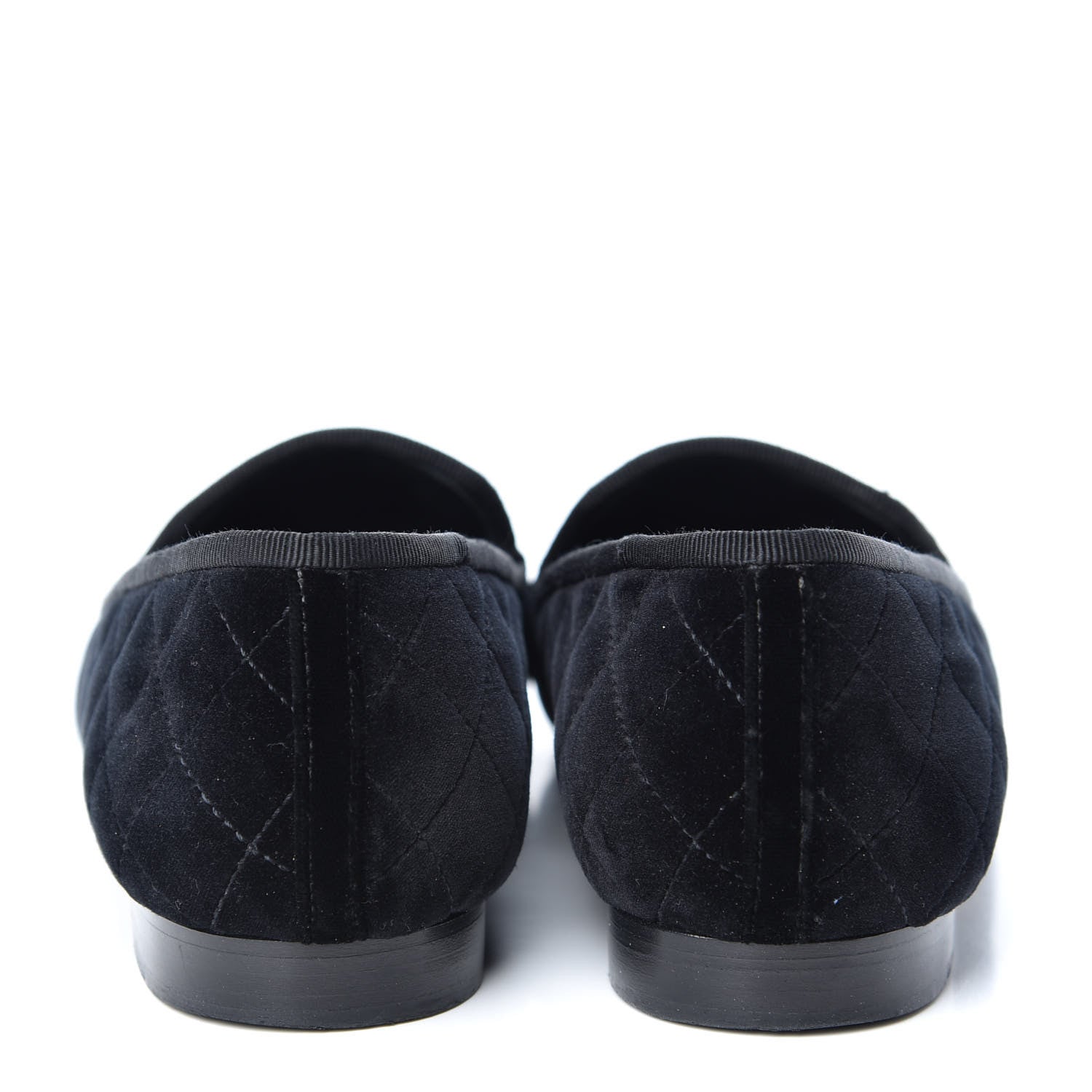 Chanel Velvet Quilted Cap Toe Womens CC Loafers 40 Black 7 of 10