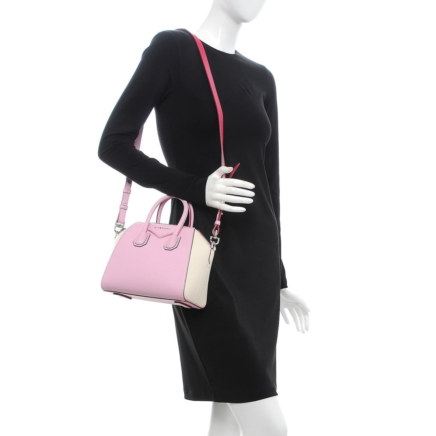 Sugar Goatskin Mini Tri-Color Antigona Bright Pink White Fuchsia