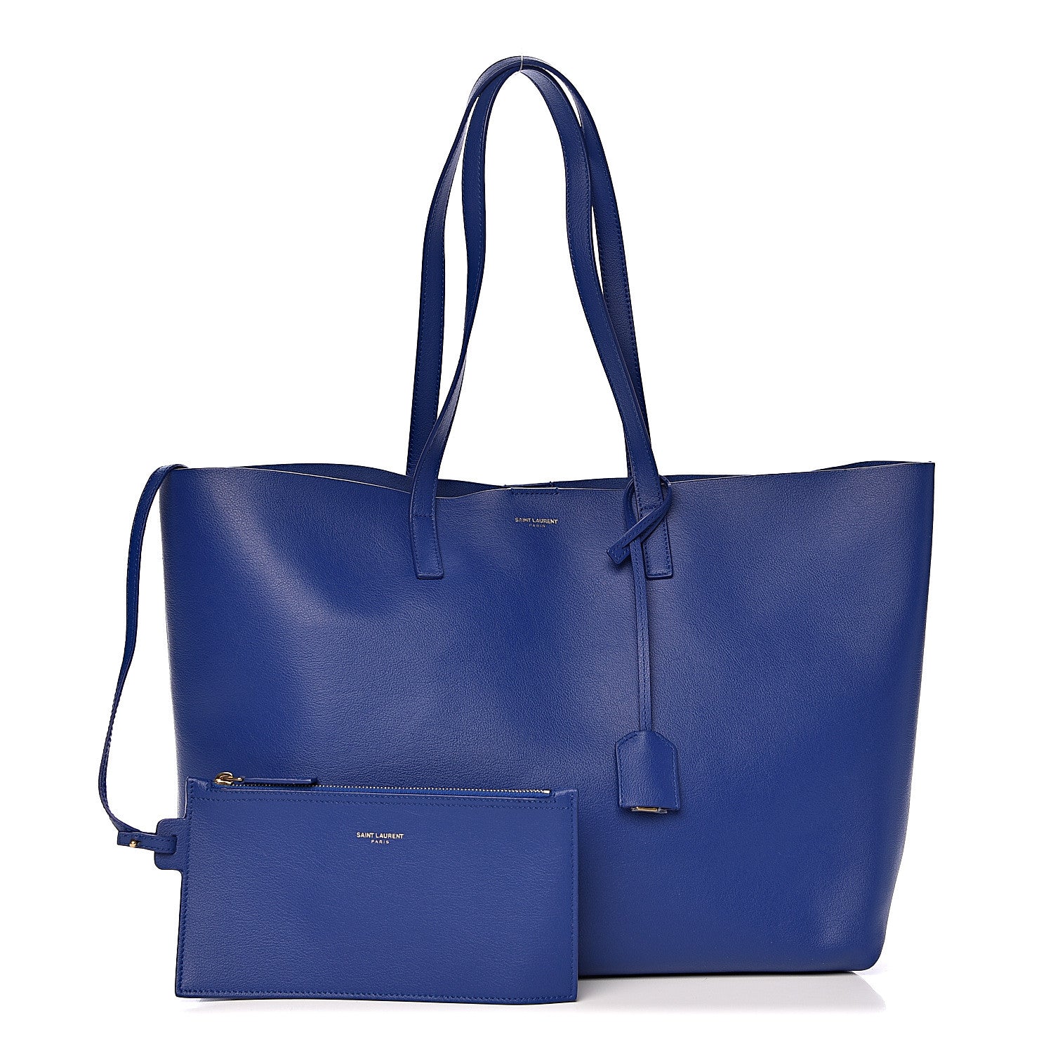 Saint Laurent Calfskin Large Shopping Tote Flash Blue 1 of 11