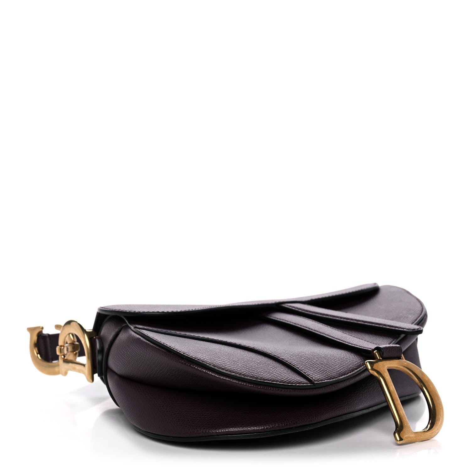 Christian Dior Grained Calfskin Saddle Bag Burgundy 4 of 9