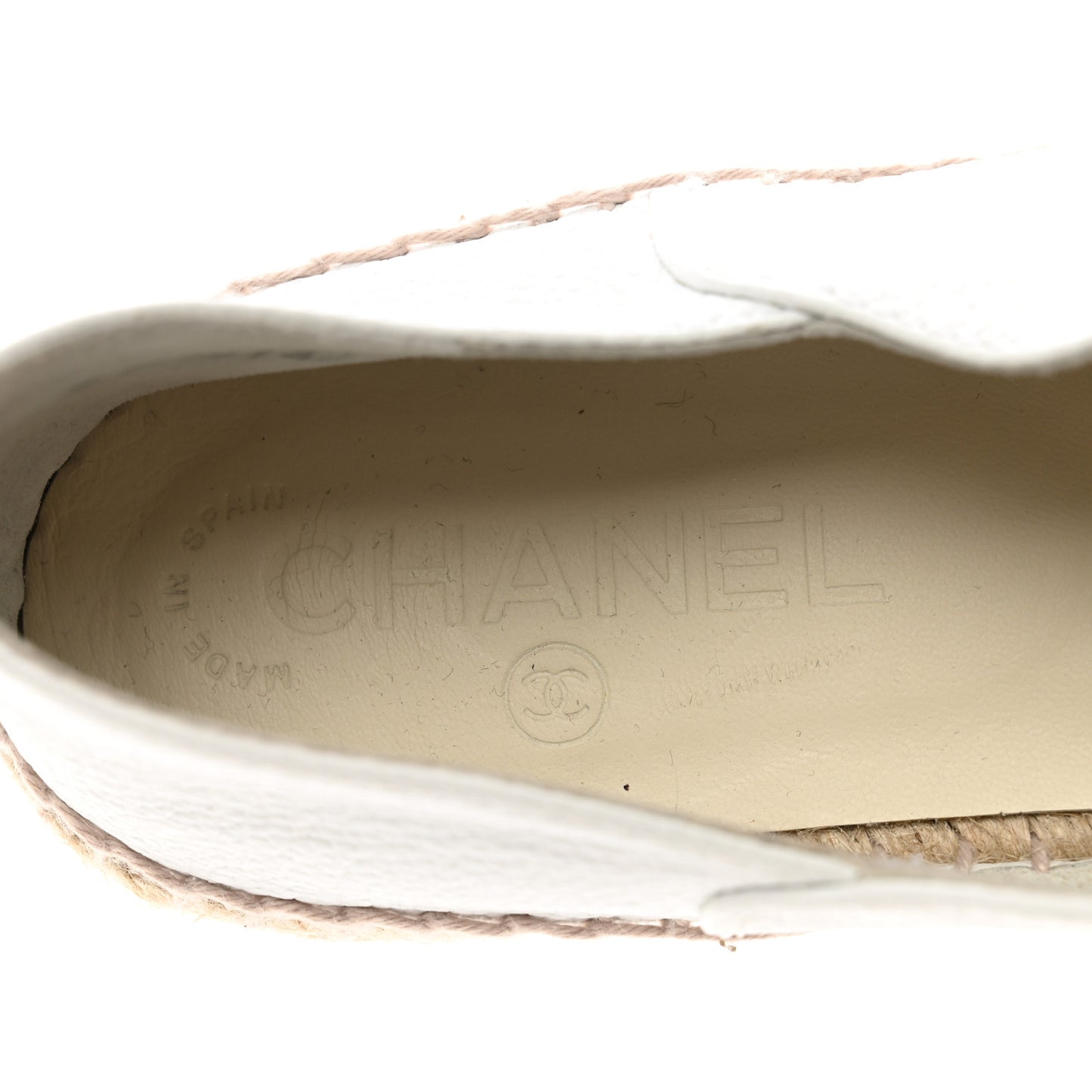 Grained Calfskin CC Espadrilles 40 White Black