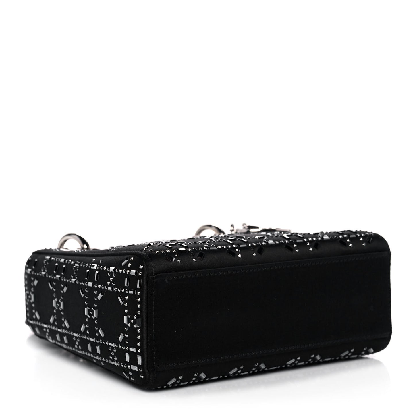 Satin Crystal Cannage Mini Lady Dior Black