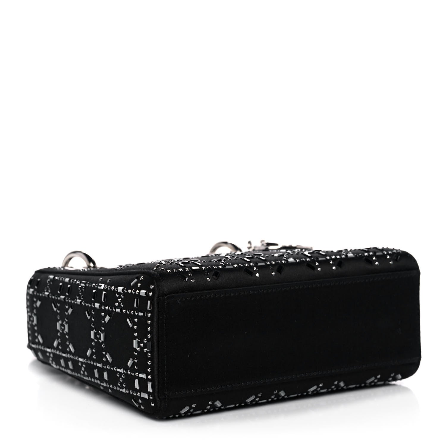 Christian Dior Satin Crystal Cannage Mini Lady Dior Black 4 of 12