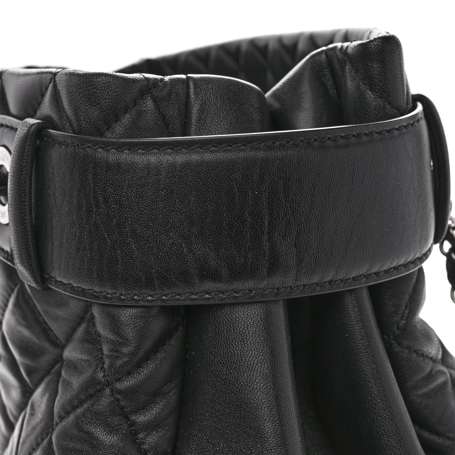 Lambskin Quilted Coco Loop Tote Black