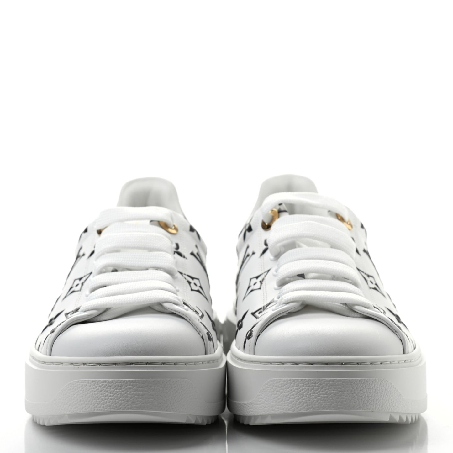 Calfskin Monogram Debossed Time Out Sneakers 39 Black