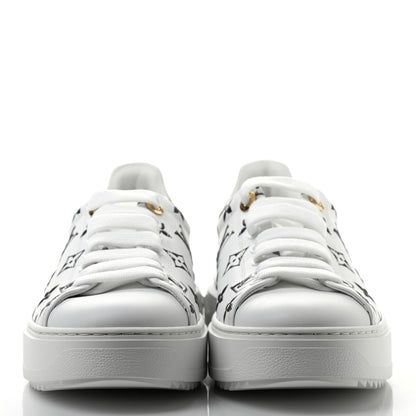 Louis Vuitton Calfskin Monogram Debossed Time Out Sneakers 39 Black 2 of 8