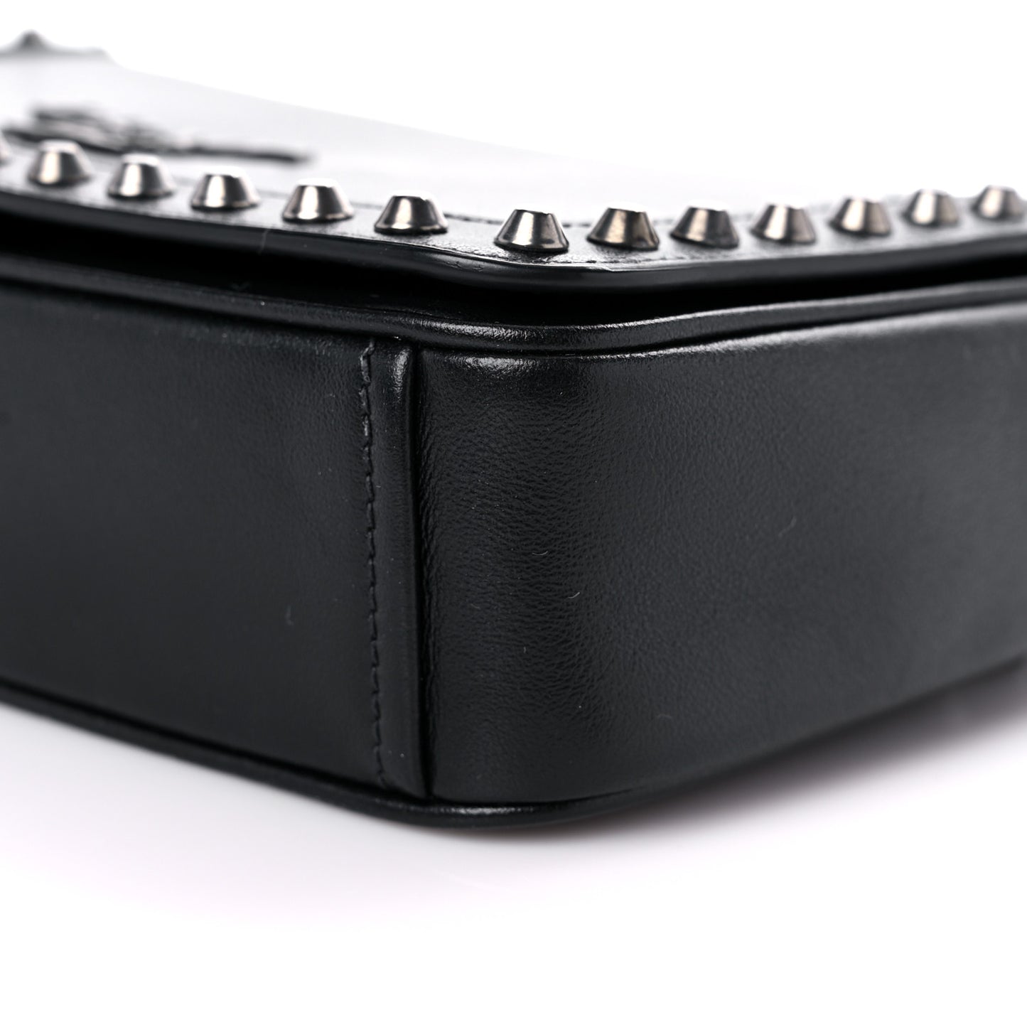 Glace Calfskin Studded Crossbody Black