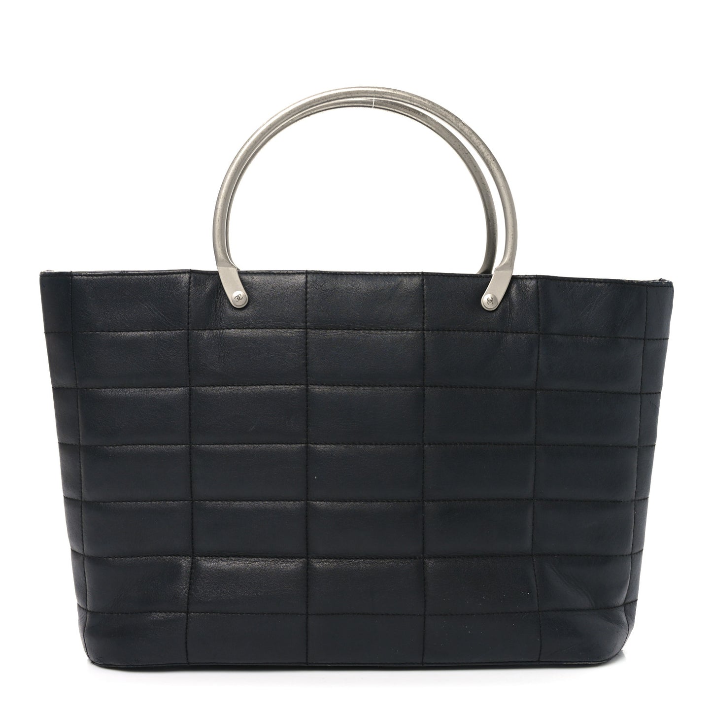 Lambskin Quilted Chocolate Bar Mini Tote Black