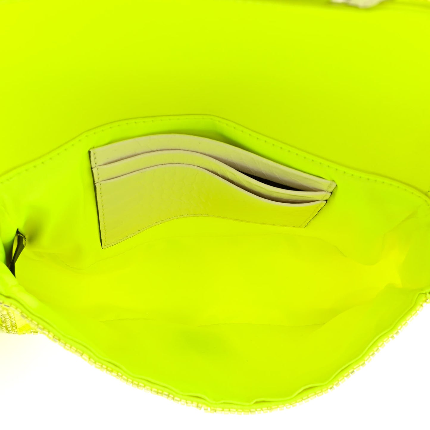 Transparent Paillettes Elaphe Mini Baguette Yellow Fluo Avorio