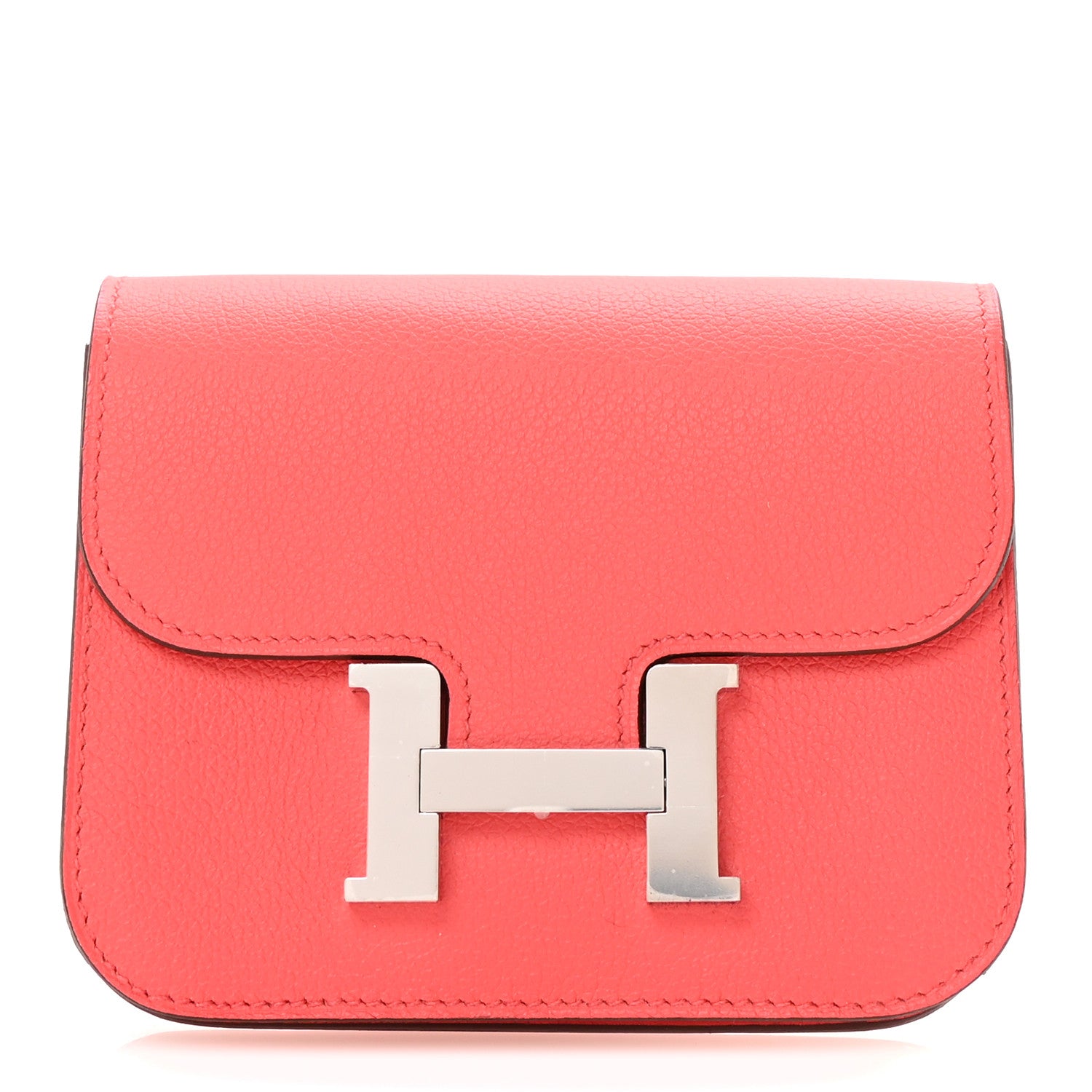 Hermes Evercolor Bi-Color Constance Slim Wallet Rose Texas Sienne 3 of 9