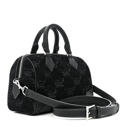 MCM Lauretos Lurex Jacquard Small Ella Boston Bag Black 3 of 10