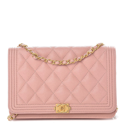 Chanel Caviar Quilted Boy Wallet On Chain WOC Light Pink 1 of 11