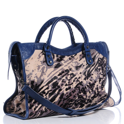 Balenciaga Pony Hair Leopard City Bleu Roi 3 of 10