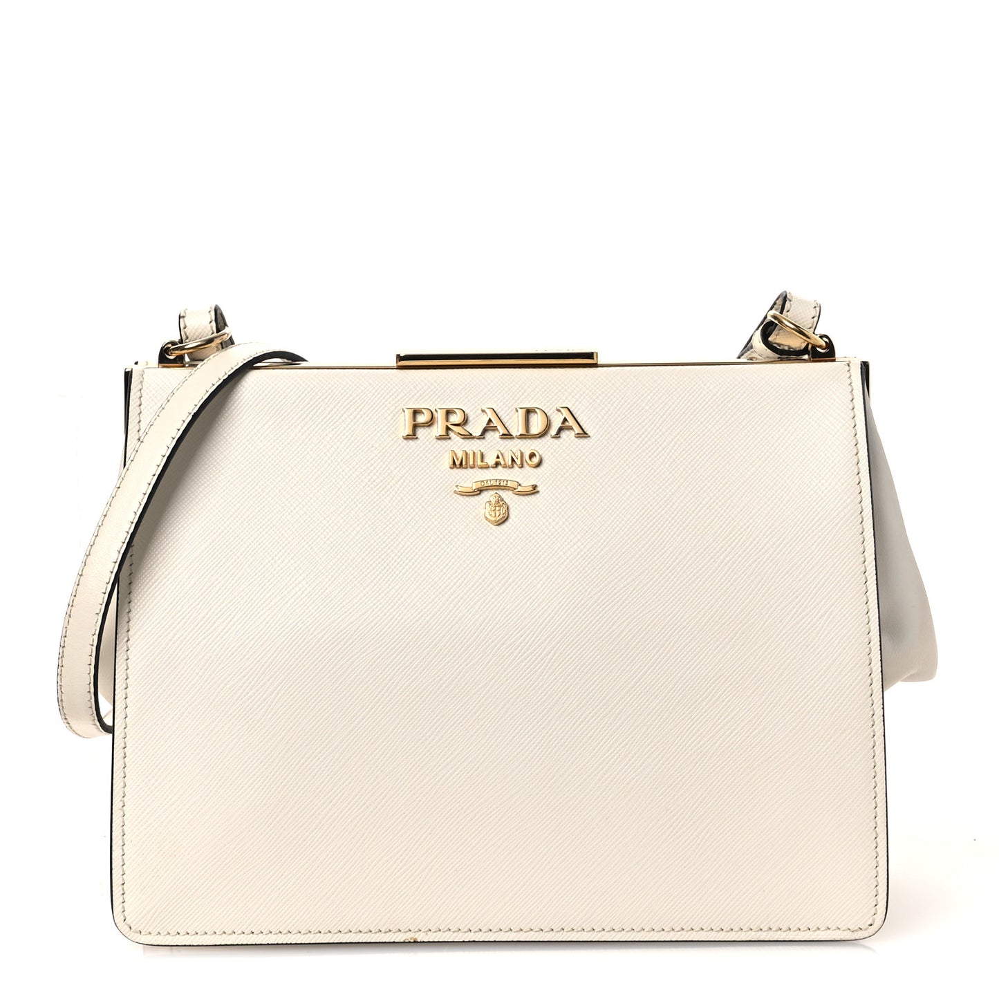 Saffiano City Calf Light Frame Bag White
