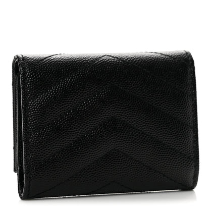 Saint Laurent Grain de Poudre Matelasse Cassandre Monogram Slim Key Case Black 3 of 11