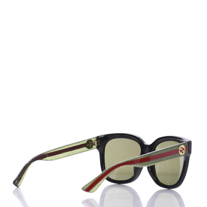 Gucci Square Frame Glitter Sunglasses GG0034SA Black Green 3 of 5