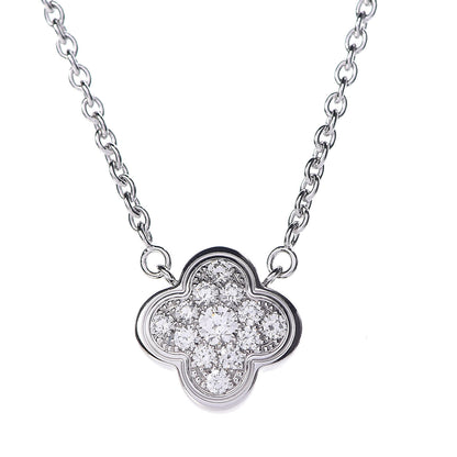 Van Cleef & Arpels 18K White Gold Diamond Pure Alhambra Pendant Necklace 4 of 8