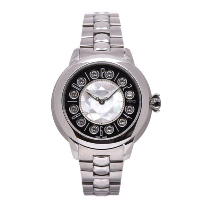 Fendi Stainless Steel Mother of Pearl Topaz Spinel 33mm Ishine Rotating Gem Quartz Watch Black 2 of 9