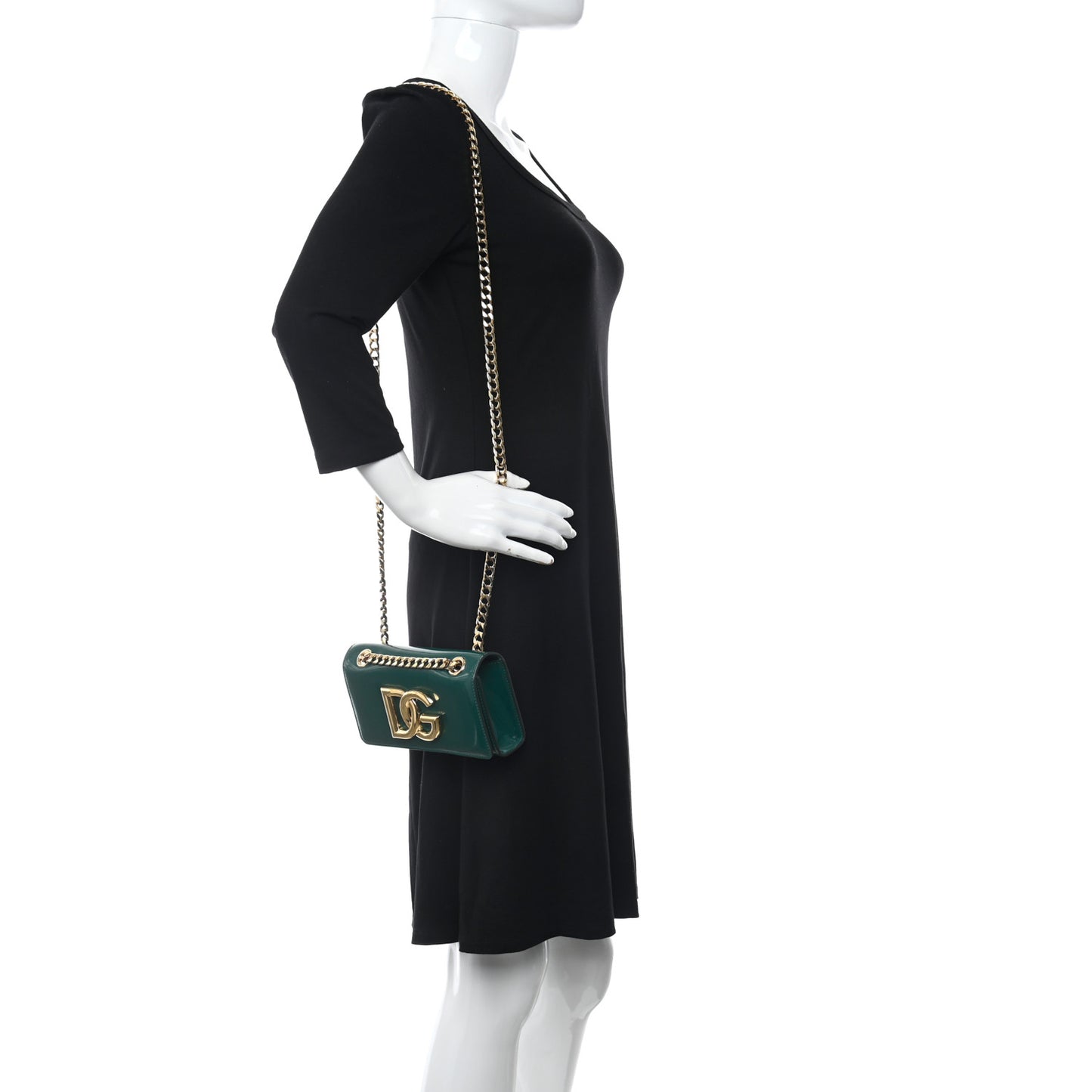 Patent DG Girls Phone Shoulder Bag Emerald