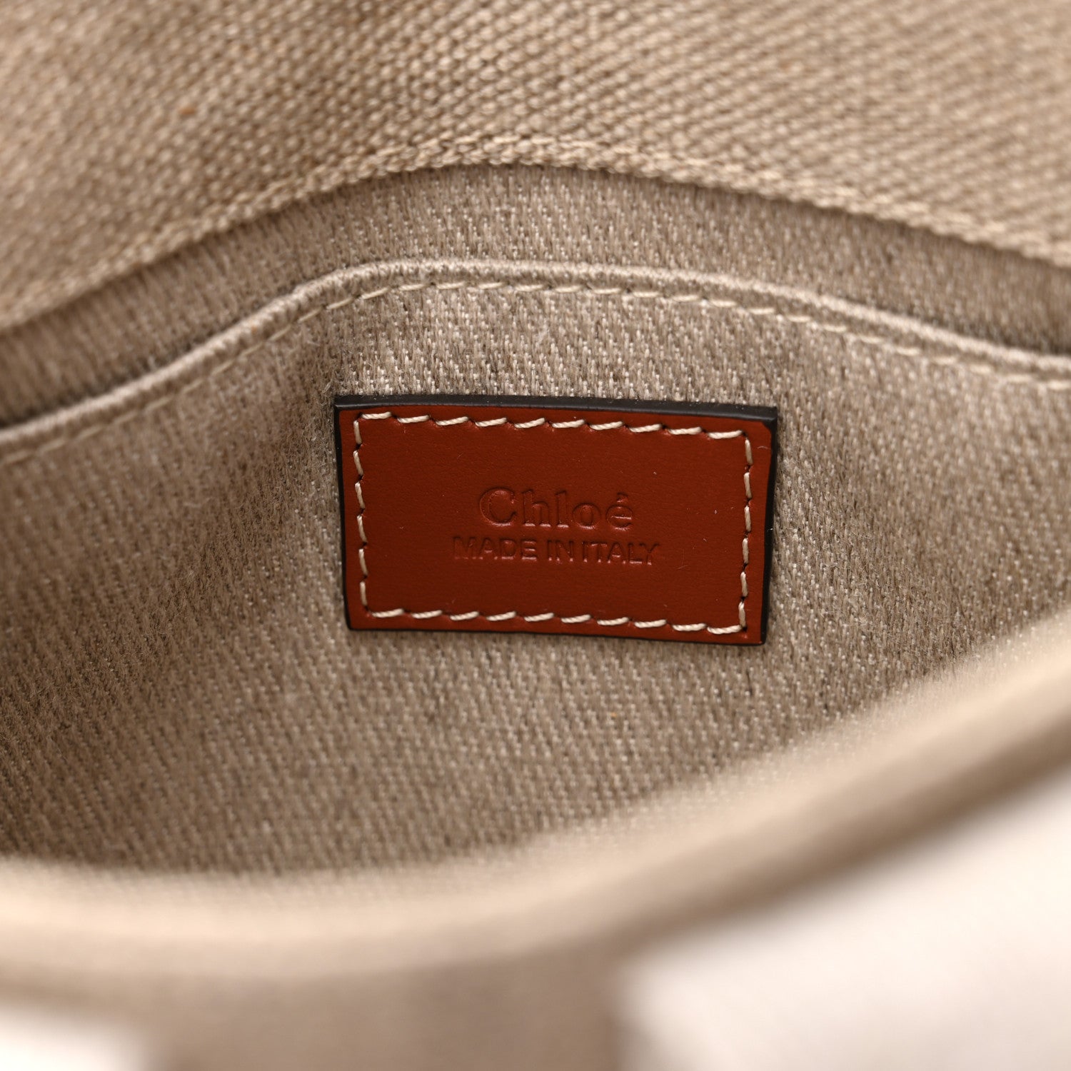 Chloe Cotton Calfskin Mini Woody Ribbon Tote White Brown 5 of 9