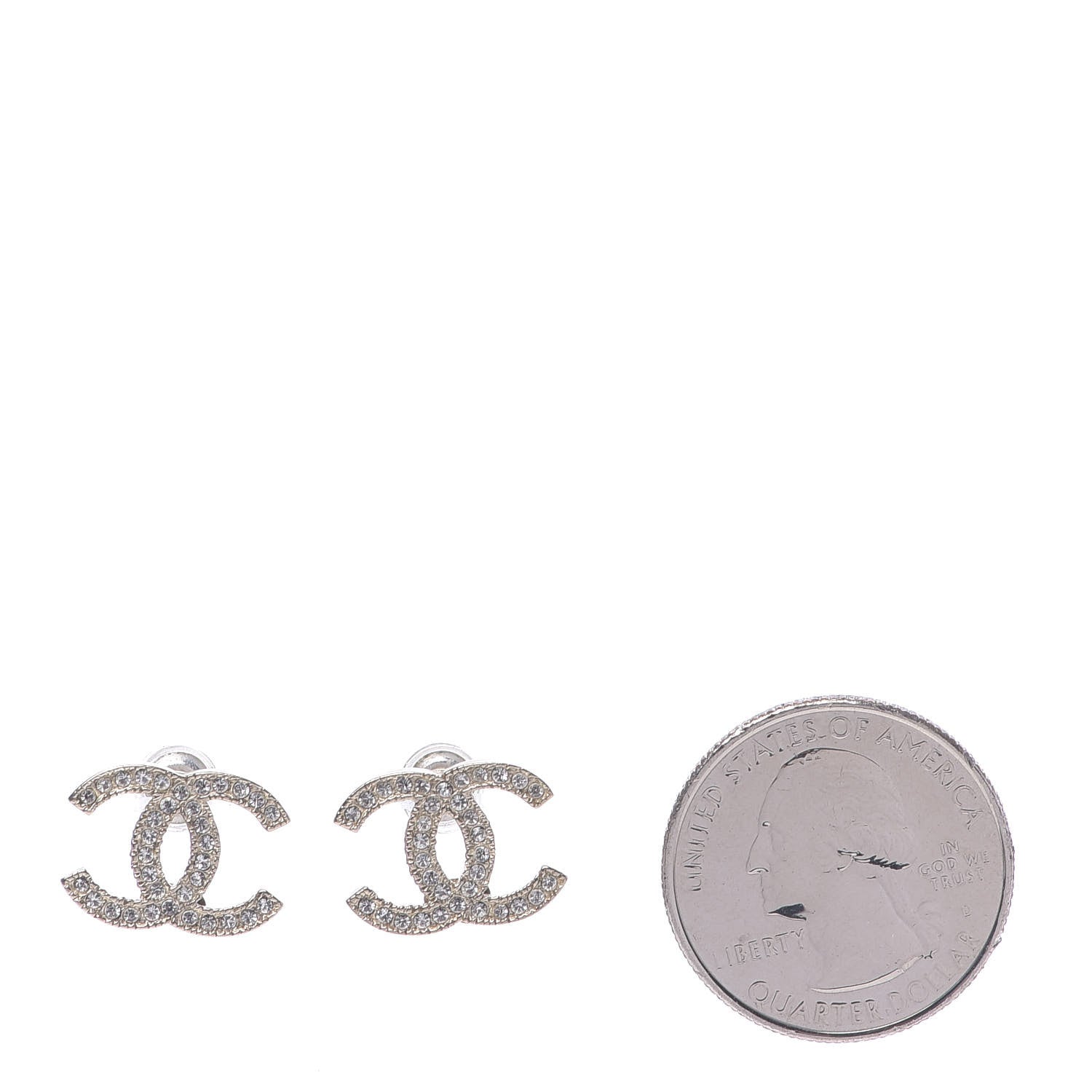 Chanel Crystal CC Earrings Gold 2 of 5