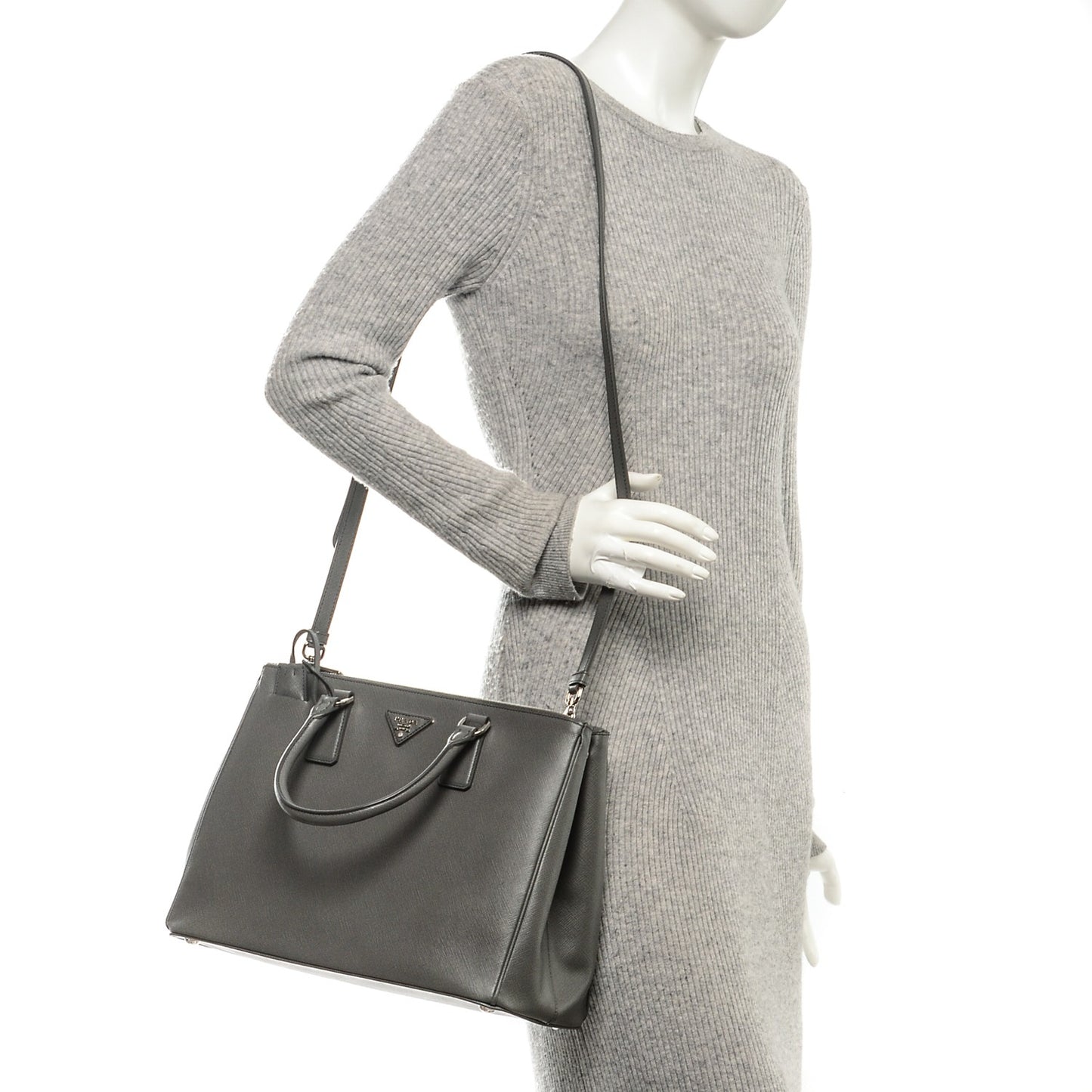 Saffiano Medium Galleria Double Zip Tote Marmo