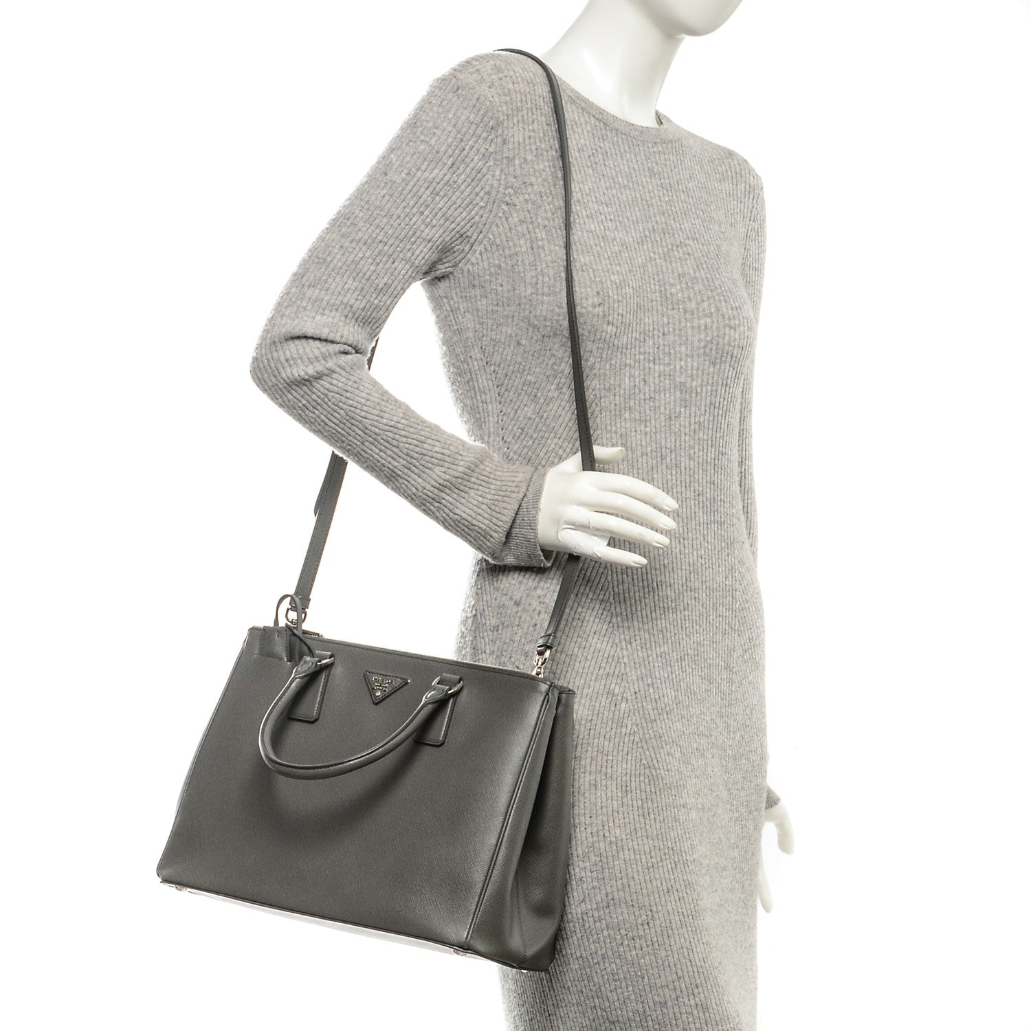Prada Saffiano Medium Galleria Double Zip Tote Marmo 2 of 7