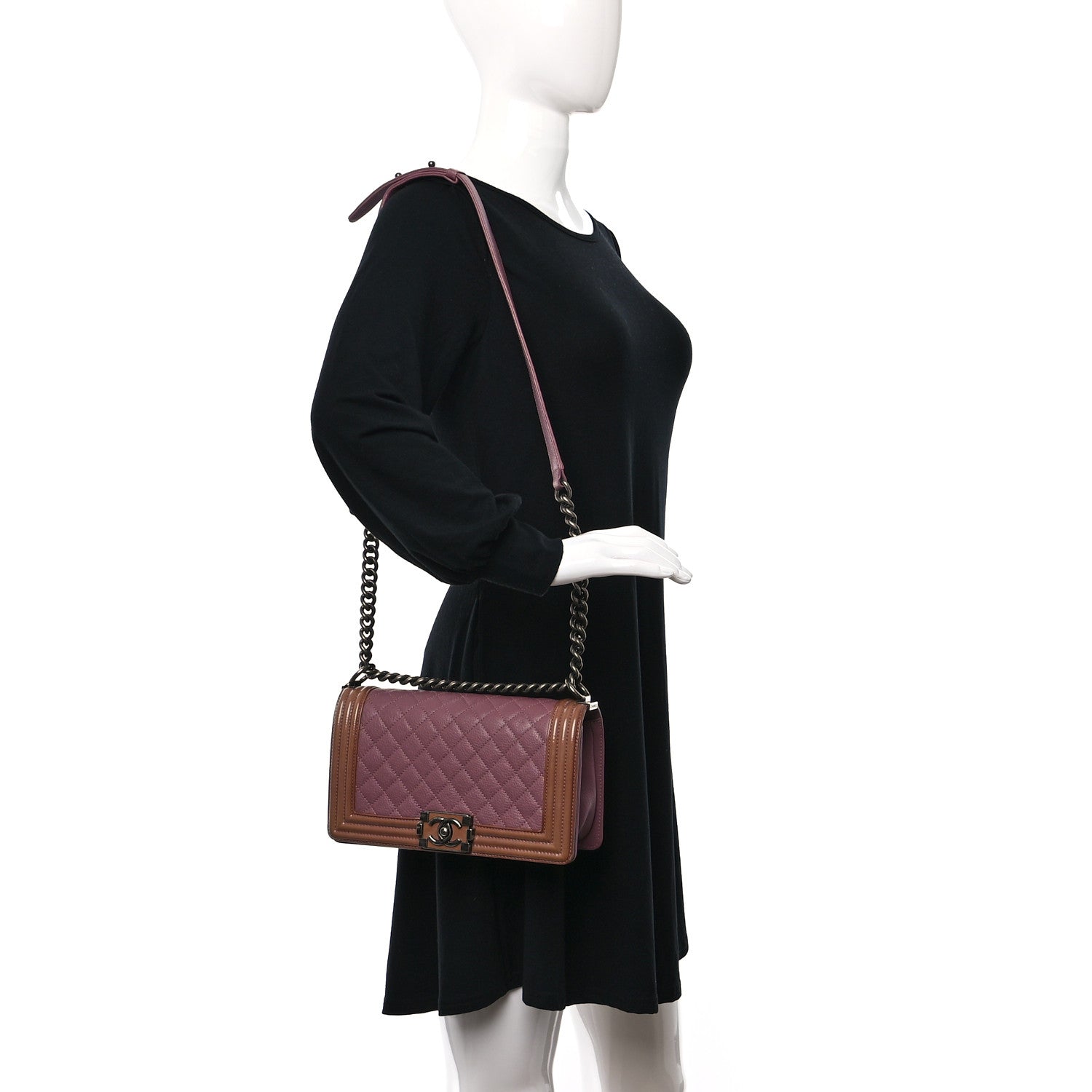 Chanel Goatskin Quilted Patent Medium Duo Boy Flap Pink Tan 3 of 12
