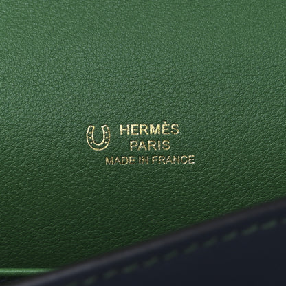 Hermes Swift Horseshoe Kelly Pochette Clutch  Bleu Navy Vert Vertigo 6 of 12