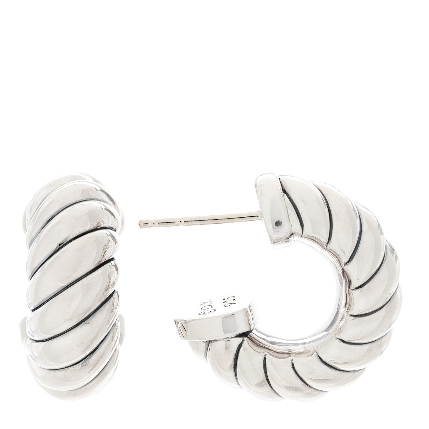 David Yurman Sterling Silver Sculpted Cable Shrimp Earrings 1 of 4
